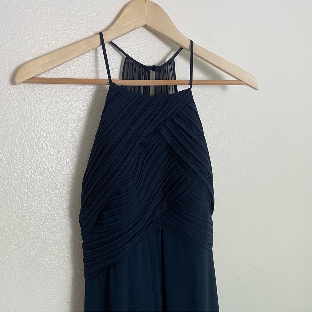 #LEVKOFF Bridesmaids Navy Chiffon Maxi Dress / Gown Size 4 - Picture 5 of 11